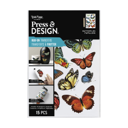 Brea Reese® Press And Design Rub On Transfer Butterflies, With Applicator, Set Of 14 Pieces