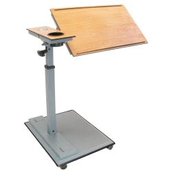WiseLift Height-Adjustable Mobile Table Workstation, 28"H x 31-1/2"W x 15-3/4"D, Wood
