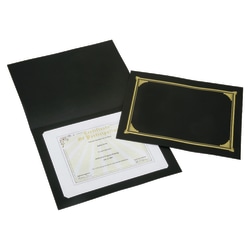SKILCRAFT® Certificate/Document Cover, 8 1/2" x 11", 8" x 10", A4, Black/Gold, Pack Of 5 (AbilityOne 7510-01-519-5770)