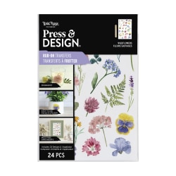 Brea Reese® Press And Design Rub On Transfer Wildflowers, With Applicator, Set Of 23 Pieces
