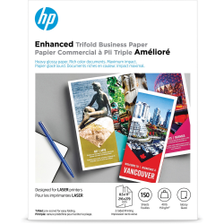 HP Laser Tri-Fold Brochure Paper, Letter Size (8 1/2" x 11"), Ream Of 150 Sheets, 40 Lb