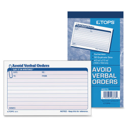 TOPS Avoid Verbal Orders Book - 50 Sheet(s) - 2 PartCarbonless Copy - 4.25" x 7" Form Size - White - 1 Each