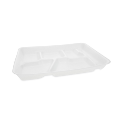 Pactiv Evergreen Foam School Trays, 6-Compartment, 11-1/2"H x 8-1/2"W x 1-1/4"D, White, Carton Of 500 Trays