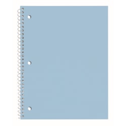 Just Basics® Poly Spiral Notebook, 8" x 10-1/2", 1 Subject, Wide Ruled, 70 Sheets, Light Blue