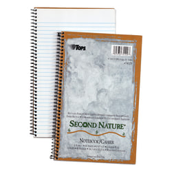 TOPS® Second Nature® 100% Recycled Perforated Notebook, 6" x 9 1/2", 1 Subject, College Ruled, 40 Sheets, White