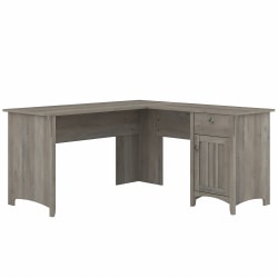 Bush Furniture® Salinas 60"W L Shaped Desk with Storage, Driftwood Gray, Standard Delivery