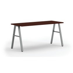 HON® Mod 60"W Table Computer Desk With A-Leg Base, Traditional Mahogany/Silver