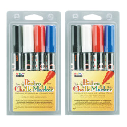 Marvy® Uchida Bistro Chalk Markers, Broad Point, 6mm, Black Barrels, Basic Inks, Set Of 8 Markers