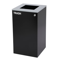 Alpine Industries Stainless Steel Open Top Trash Can With Square Lid, 29 Gal, 30"H x 16-15/16"W x 16-15/16"D, Black