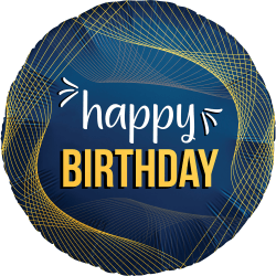 Amscan Birthday Foil Balloon, 18", Navy Spirals