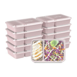 Bentgo Prep 2-Compartment Containers, 6-1/2"H x 6"W x 9"D, Pink, Pack Of 10 Containers