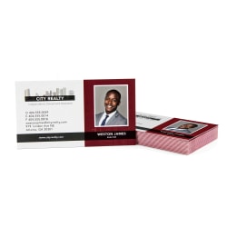 Custom Full-Color Luxury Heavy Weight Color Core Business Cards, Red Core, Square Corners, 1-Side, Box Of 50