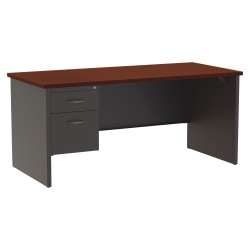 WorkPro® Modular 66"W Left-Pedestal Computer Desk, Charcoal/Mahogany