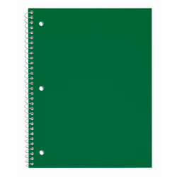 Just Basics® Poly Spiral Notebook, 8" x 10-1/2", 1 Subject, Wide Ruled, 70 Sheets, Green