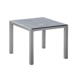 Inval Madeira 4-Seat Square Plastic Patio Dining Table, 29-3/16" x 35-7/16", Gray/Slate