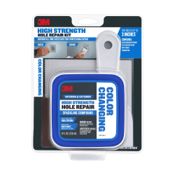 3M High Strength Hole Repair Kit, 1 Kit, Heavy Duty, Waterproof, Blue-to-White Color Changing Spackling Compound, Wall Filler
