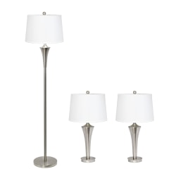 Lalia Home Vienna Metal Lamp Set, White/Brushed Nickel, Set Of 3 Lamps
