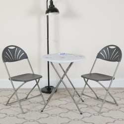 Flash Furniture HERCULES Series 650-lb Capacity Plastic Fan Back Folding Chairs, Charcoal, Set Of 2 Chairs