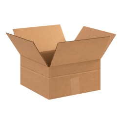 Partners Brand Multi-Depth Corrugated Boxes, 12" x 12" x 8", Kraft, Bundle Of 25 Boxes