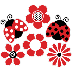 Barker Creek Double-Sided Accents, 5-1/2" x 5-1/2", Ladybugs & Posies, Set Of 36 Accents