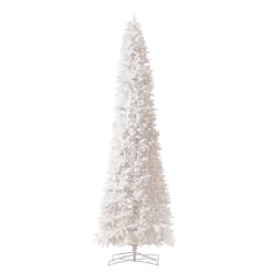 Nearly Natural Fir 156"H Slim Artificial Christmas Tree With Bendable Branches, 156"H x 34"W x 34"D, White