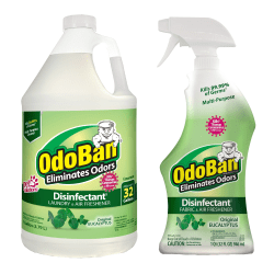 OdoBan Odor Eliminator Disinfectant, 1 Gallon Concentrate and 32 Oz Spray Bottle, Original Eucalyptus Scent