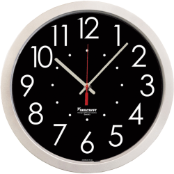 SKILCRAFT® High Contrast Quartz Wall Clock, 14-1/2"