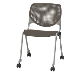 KFI Studios KOOL Stacking Chair With Casters, Brownstone/Silver