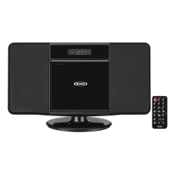 JENSEN Bluetooth JBS-300 Wall-Mountable Music System With CD Player And AM/FM Radio, 9.33"H x 14.84"W x 3.54"D, Black