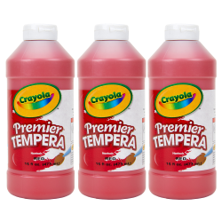 Crayola Premier Tempera Paints, 16 Oz, Red, Pack Of 3 Paints