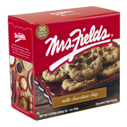 Mrs. Fields Milk Chocolate Chip Cookies, 1 Oz, Pack Of 30 Cookies