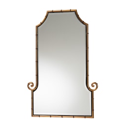 Baxton Studio Glamorous Hollywood Regency Style Bamboo Accent Wall Mirror, 42" x 29", Gold