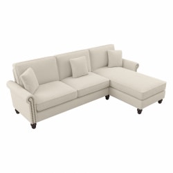 Bush® Furniture Coventry 102"W Sectional Couch With Reversible Chaise Lounge, Cream Herringbone, Standard Delivery