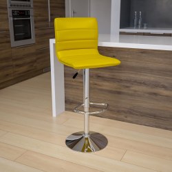 Flash Furniture Contemporary Adjustable Bar Stools, Yellow Vinyl/Chrome Frame