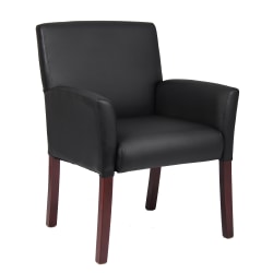 Boss Office Products Box-Arm Guest Chair, Black/Mahogany