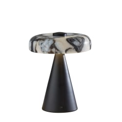 Adesso Randy 9"H Cordless Table Lamp, Marble/Black