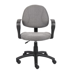 Boss Office Products Fabric Deluxe Posture Task Chair With Loop Arms, Gray/Black