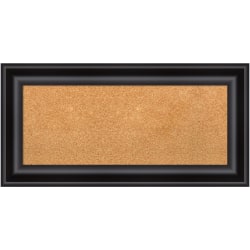 Amanti Art Rectangular Non-Magnetic Cork Bulletin Board, Natural, 36" x 18", Grand Black Plastic Frame