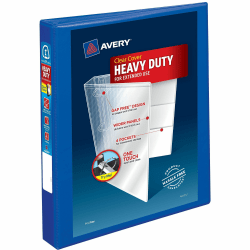 Avery® Heavy-Duty View 3-Ring Binder With Locking One-Touch EZD™ Rings, 1" D-Rings, 42% Recycled, Pacific Blue