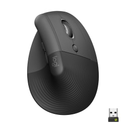 Logitech Lift Vertical Ergonomic Mouse, Graphite, Wireless, Quiet clicks