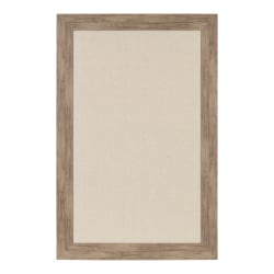 DesignOvations Beatrice Non-Magnetic Decorative Framed Linen Fabric Pinboard, 29-1/2" x 45-1/2", Tan, Rustic Brown Plastic Frame
