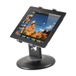 Kantek Adjustable Tablet Stand with Swivel Base, Horizontal, Vertical, 7.5"H x 7.5"W x 2.5"D, ABS Plastic, Black