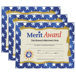 Hayes Publishing Merit Award Certificate, 8.5" x 11", 30 Per Pack, Set Of 3 Packs