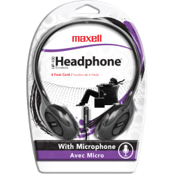 Maxell® HP-100 On-Ear Headphones With Microphone, Black