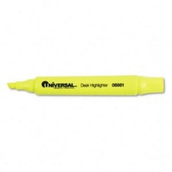 Universal Desk Highlighter - Marker Point Style: Chisel - Ink Color: Fluorescent Yellow - 1 Dozen