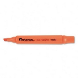 Universal Desk Highlighter - Marker Point Style: Chisel - Ink Color: Fluorescent Orange - 1 Dozen