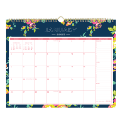 2025 Day Designer Monthly Wall Calendar, 15" x 12", Peyton Navy, January 2025 To December 2025
