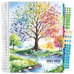 2025-2026 Global Printed Products Daily/Weekly/Monthly Deluxe Teacher Planner, 8-1/2" x 11", Tree Seasons, August 2025 To August 2026