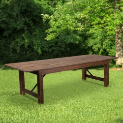 Flash Furniture Rectangular Pine Folding Farm Table, 30"H x 40"W x 108"D, Antique Rustic