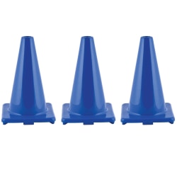 Champion Sports Hi-Visibility Flexible Vinyl Cones, 12" x 8", Royal Blue, Pack Of 3 Cones